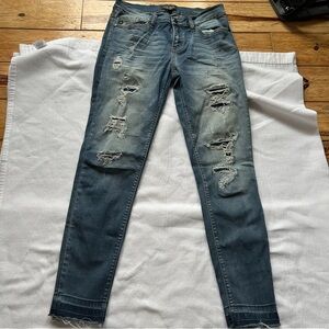 Judy Blue Ripped Skinny Jeans - Dark Blue